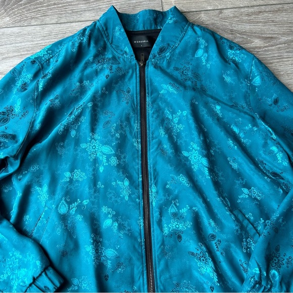 100%  Silk Floral Print Bomber Jacket - Picture 7 of 16